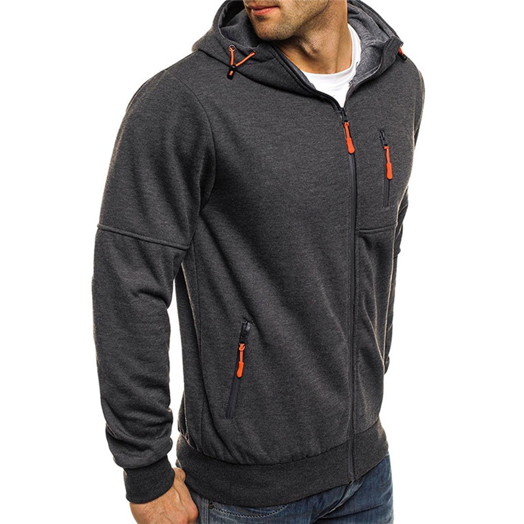 Men zip up hoodie relaxed fit casual everyday wear