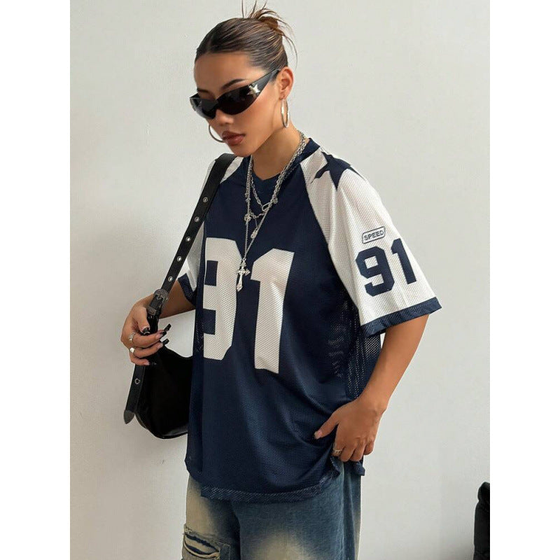 Oversized Sport Jersey | Numeric Print | Y2K Streetwear
