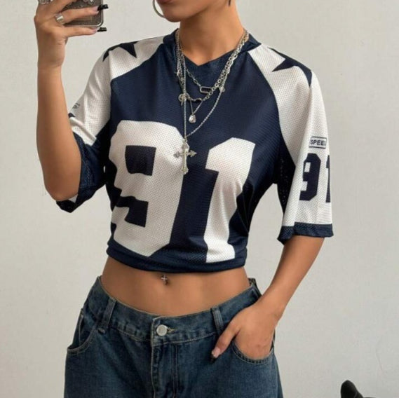 Oversized Sport Jersey | Numeric Print | Y2K Streetwear