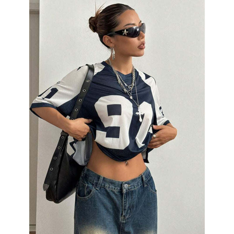 Oversized Sport Jersey | Numeric Print | Y2K Streetwear