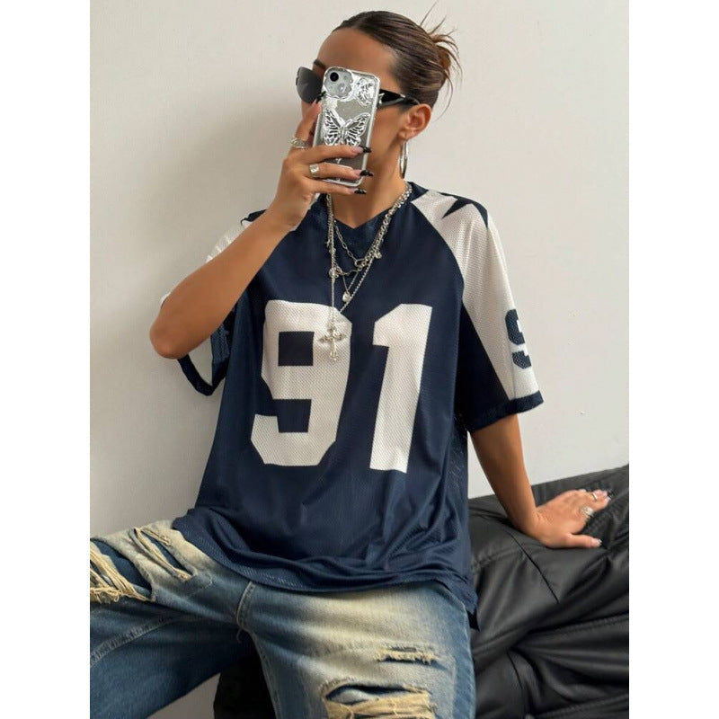 Oversized Sport Jersey | Numeric Print | Y2K Streetwear
