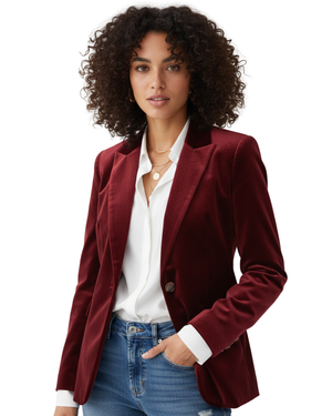 Women’s Velvet Blazer | Gold Buttons | Elegant, Smart Style