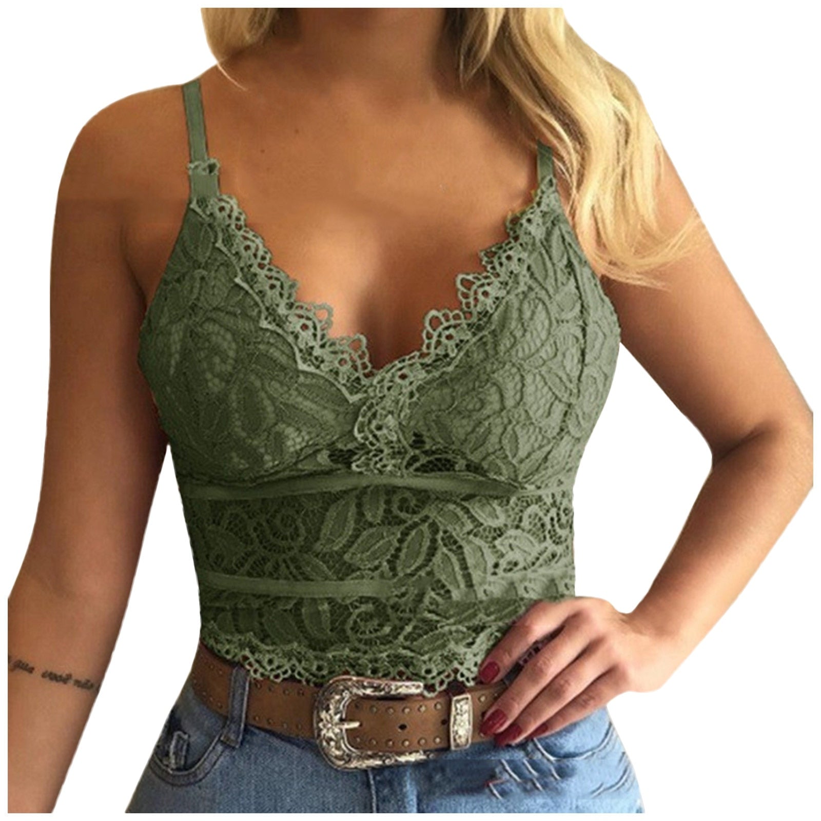 Lace Bralette | Women's Crop Top, Adjustable Straps | Soft, Stretchy