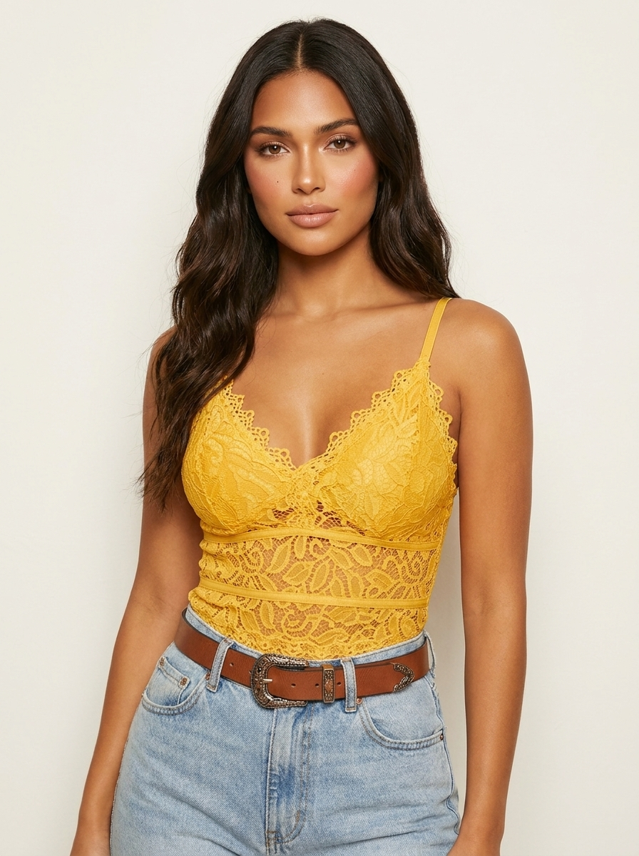 Lace Bralette | Women's Crop Top, Adjustable Straps | Soft, Stretchy