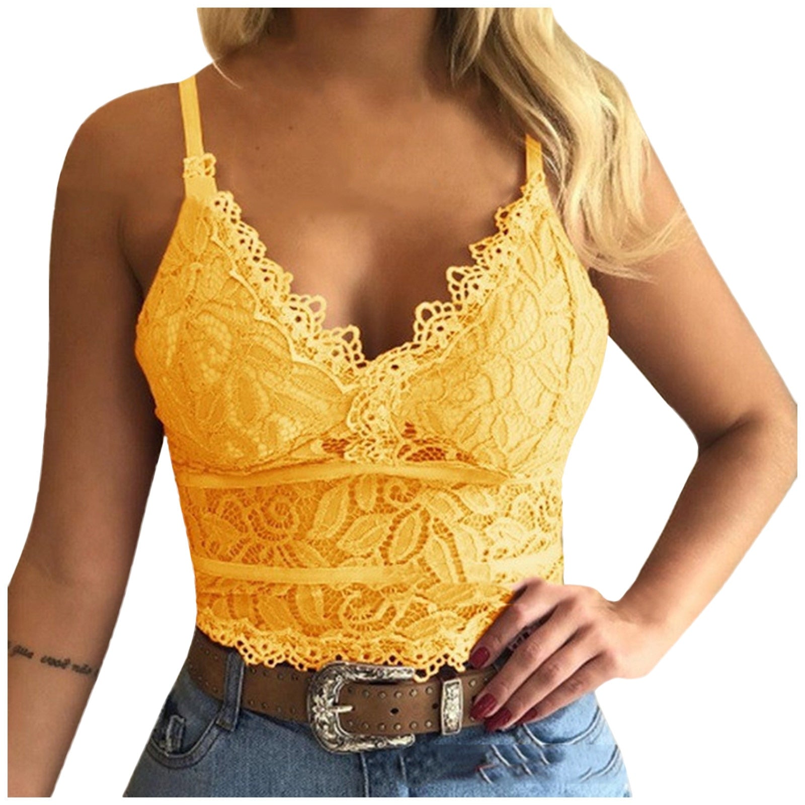 Lace Bralette | Women's Crop Top, Adjustable Straps | Soft, Stretchy