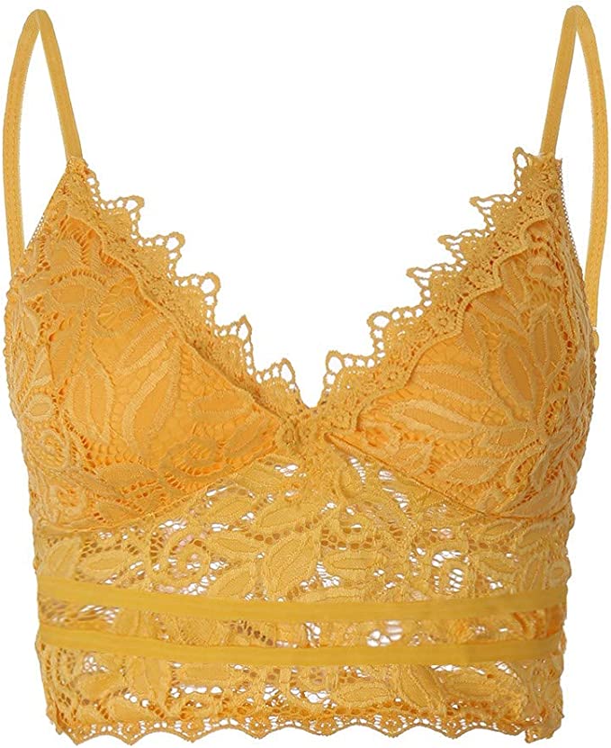 Lace Bralette | Women's Crop Top, Adjustable Straps | Soft, Stretchy