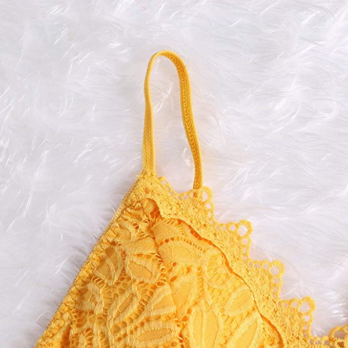 Lace Bralette | Women's Crop Top, Adjustable Straps | Soft, Stretchy