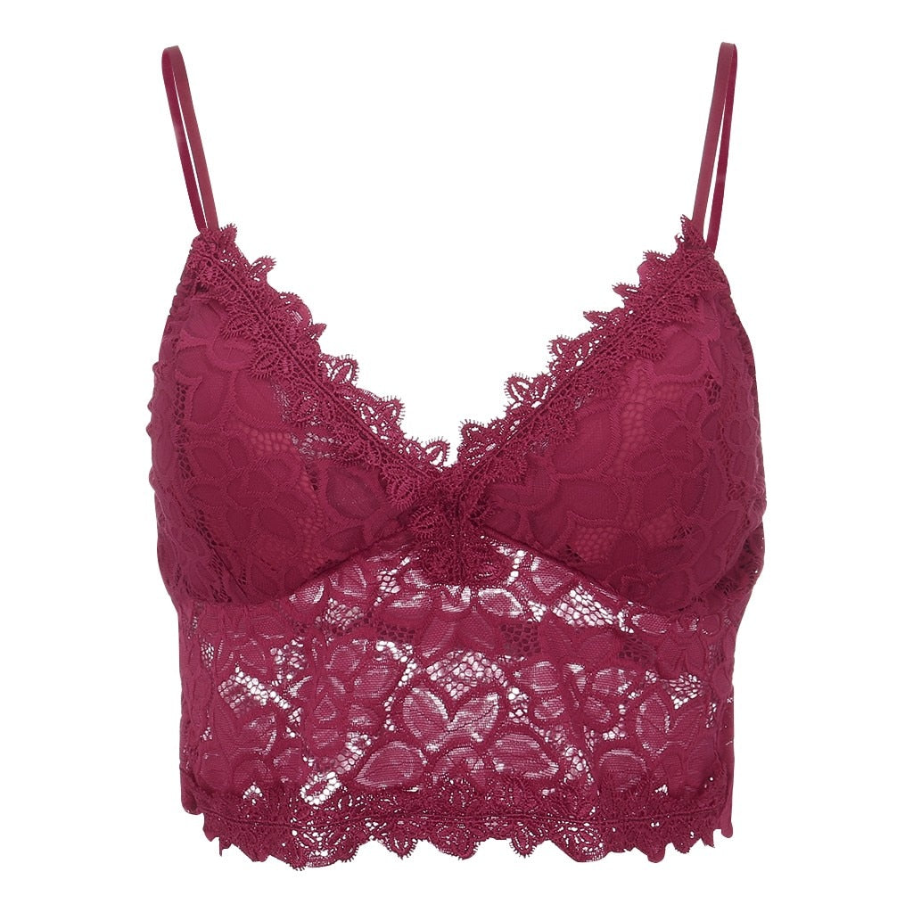 Lace Bralette | Women's Crop Top, Adjustable Straps | Soft, Stretchy