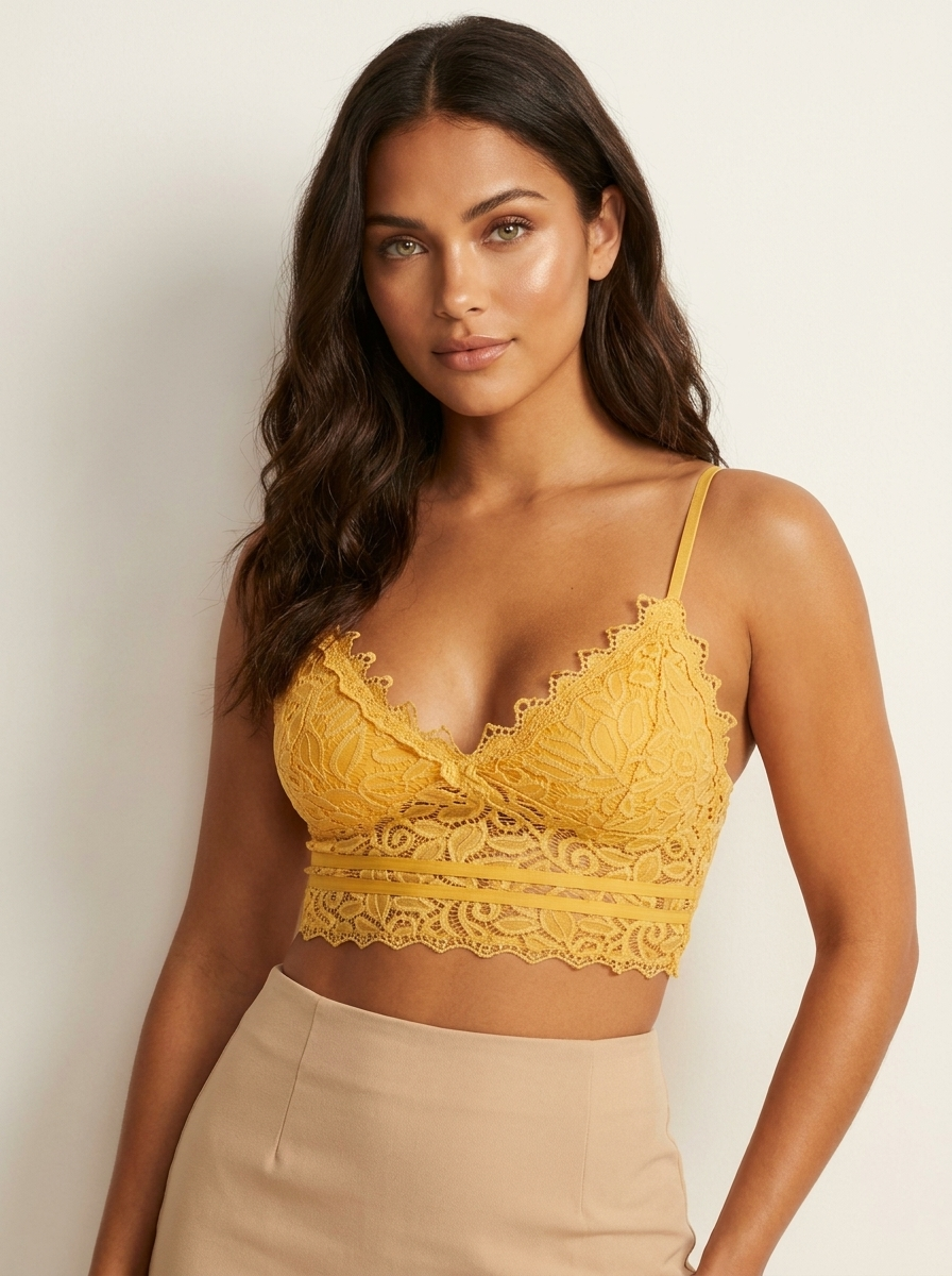 Lace Bralette | Women's Crop Top, Adjustable Straps | Soft, Stretchy