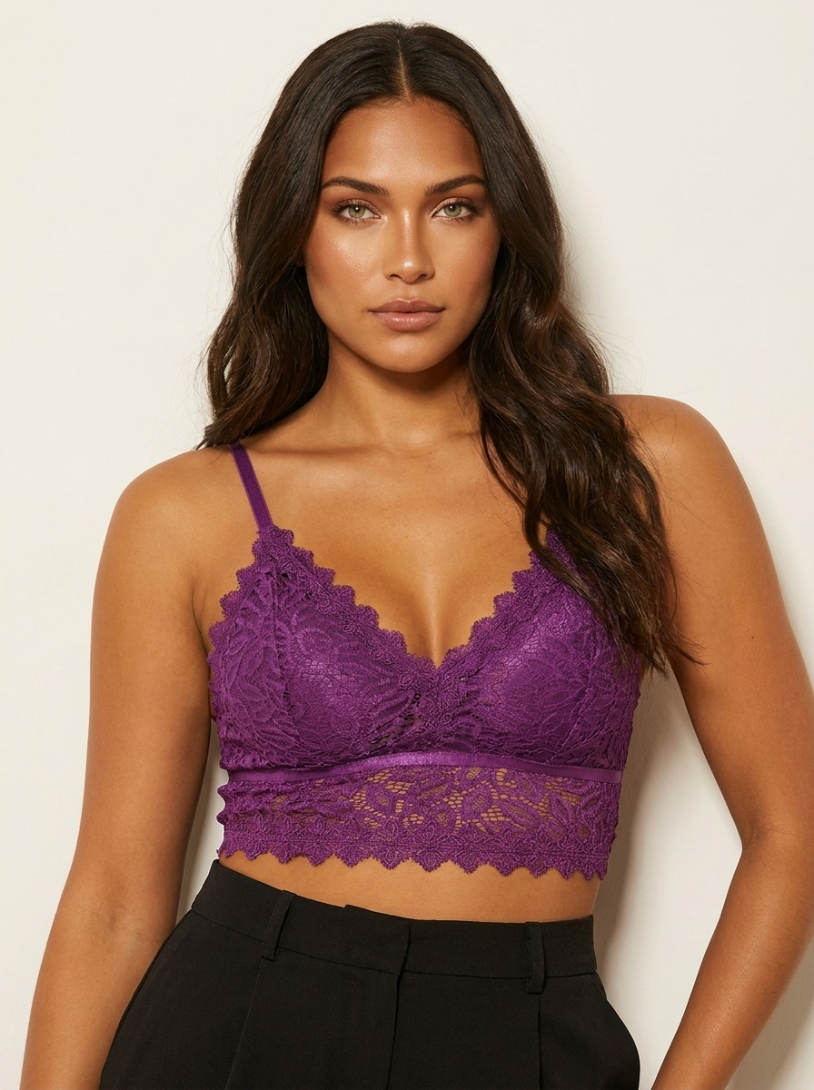 Lace Bralette | Women's Crop Top, Adjustable Straps | Soft, Stretchy