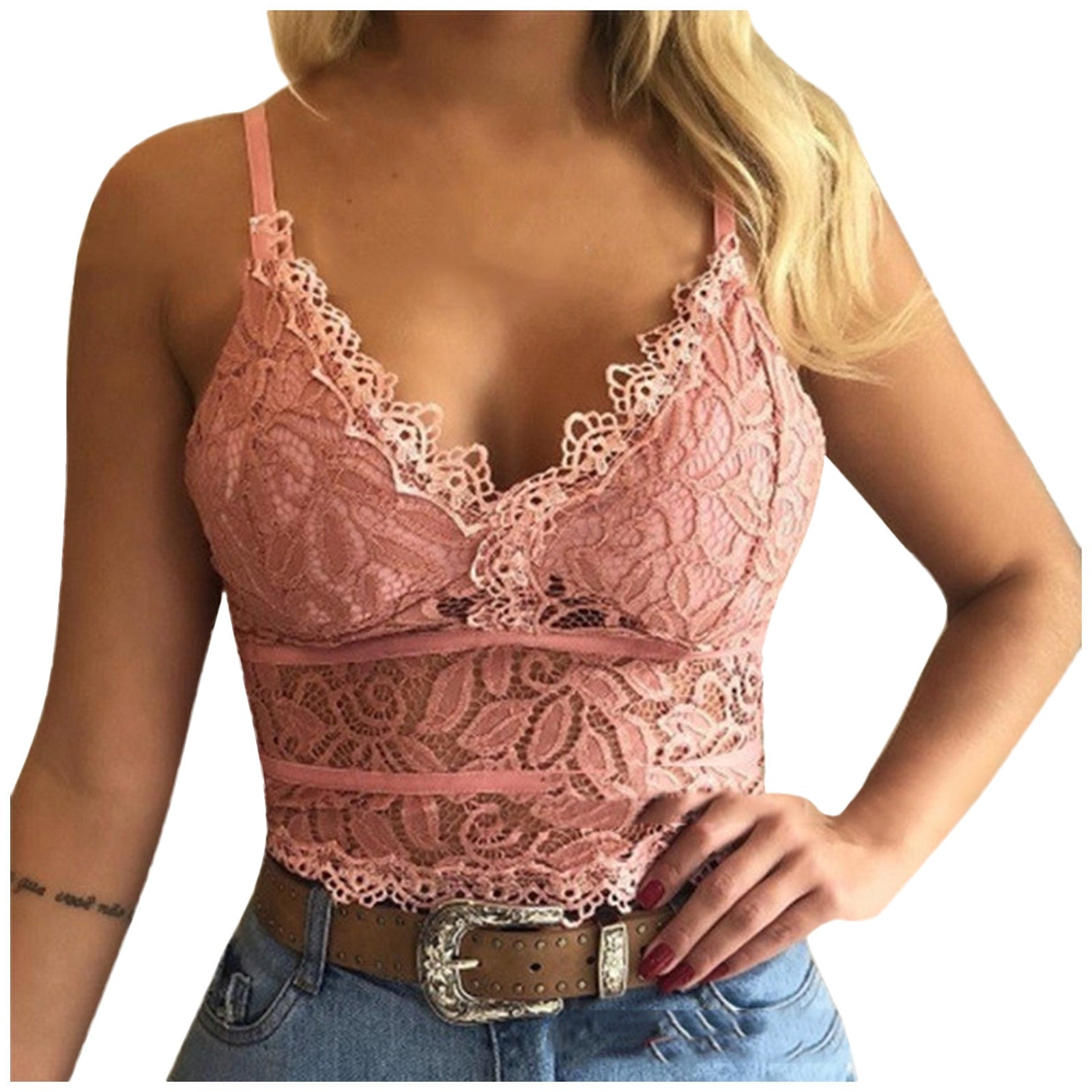 Lace Bralette | Women's Crop Top, Adjustable Straps | Soft, Stretchy
