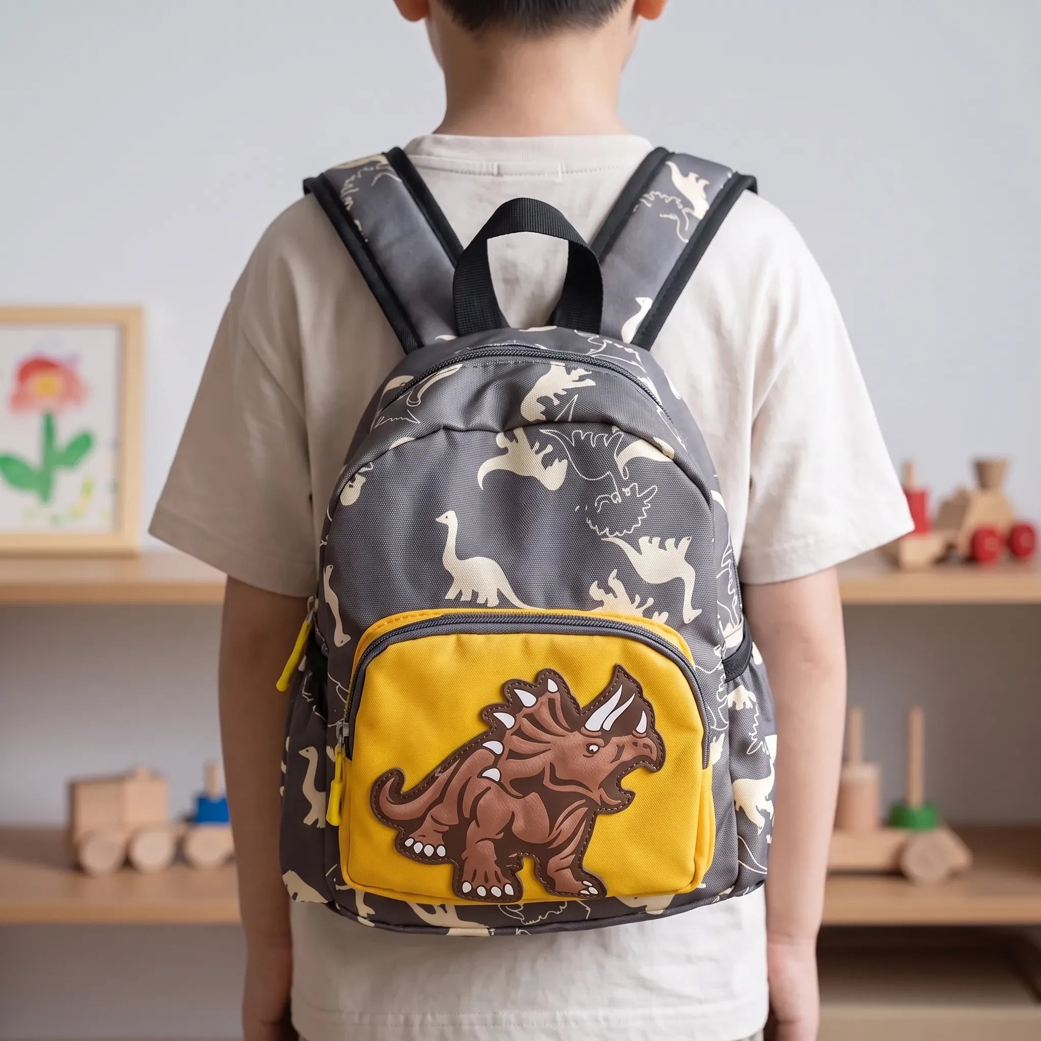Kids Schoolbag | Dinosaur Cartoon Print, Compact Design