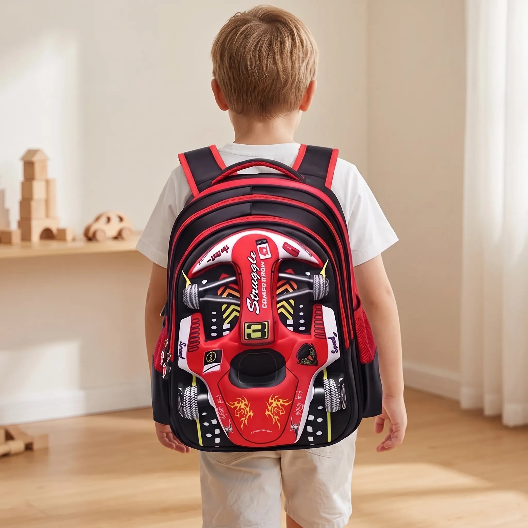 School Backpack | 3D Racing Car Design | Kids Rucksack