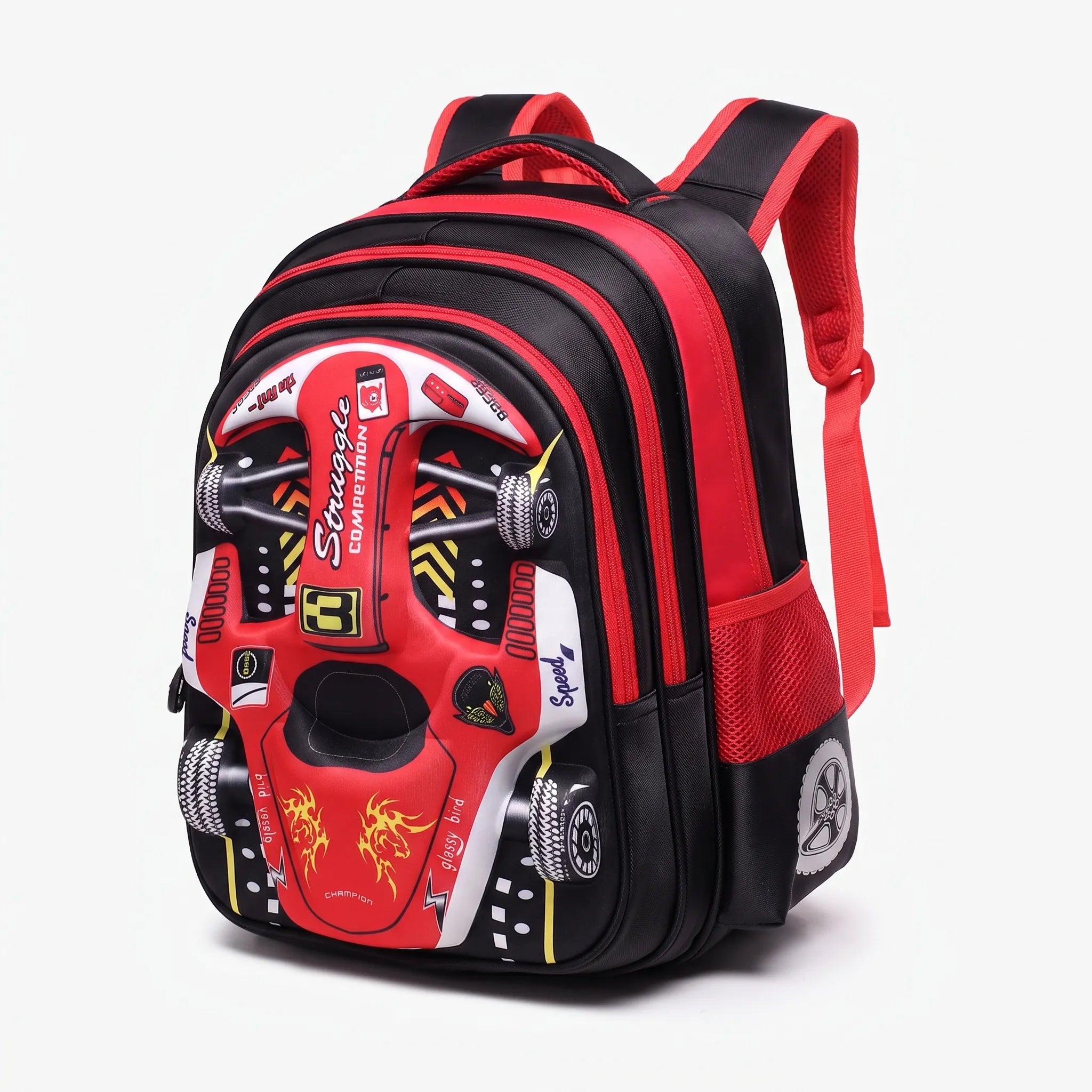 School Backpack | 3D Racing Car Design | Kids Rucksack