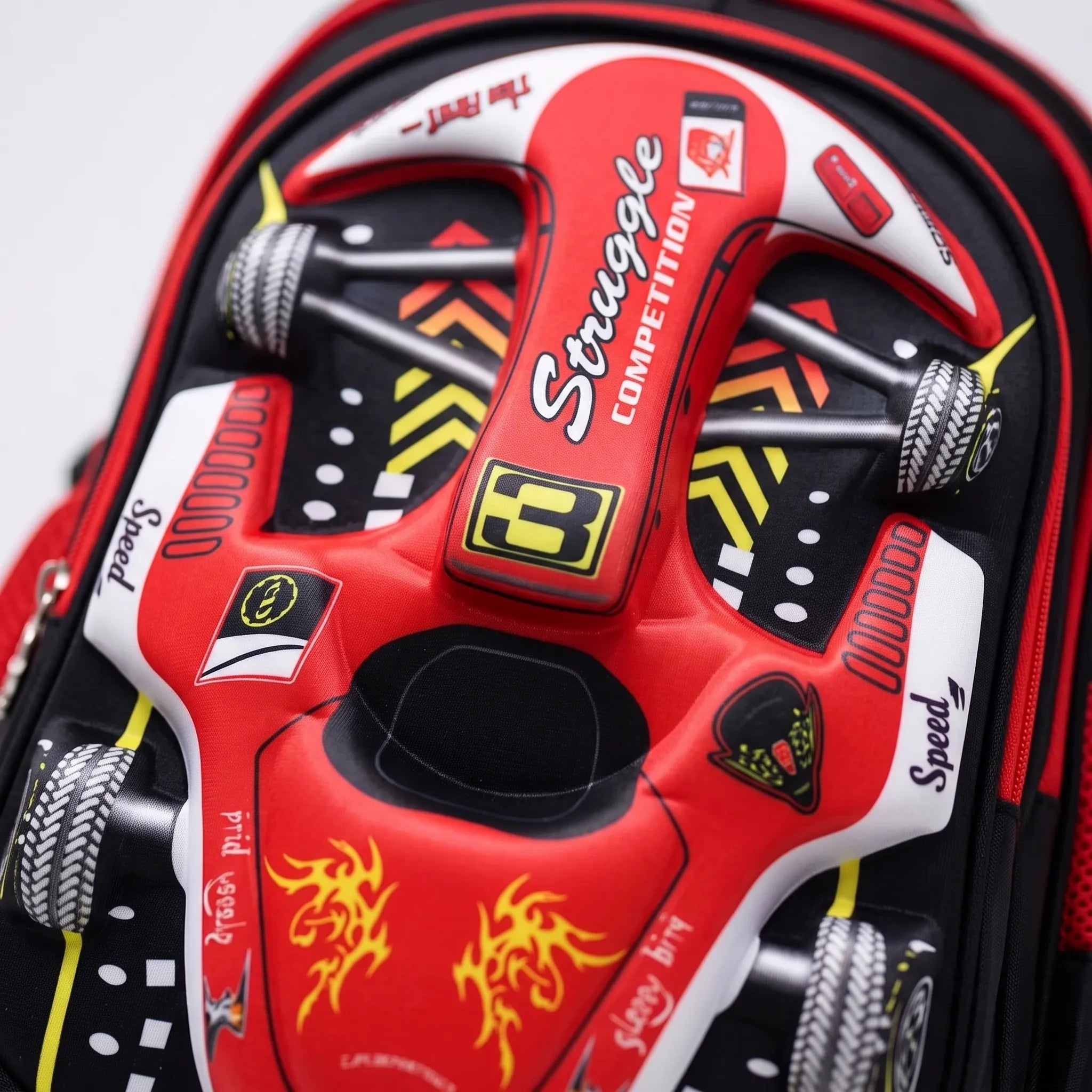 School Backpack | 3D Racing Car Design | Kids Rucksack