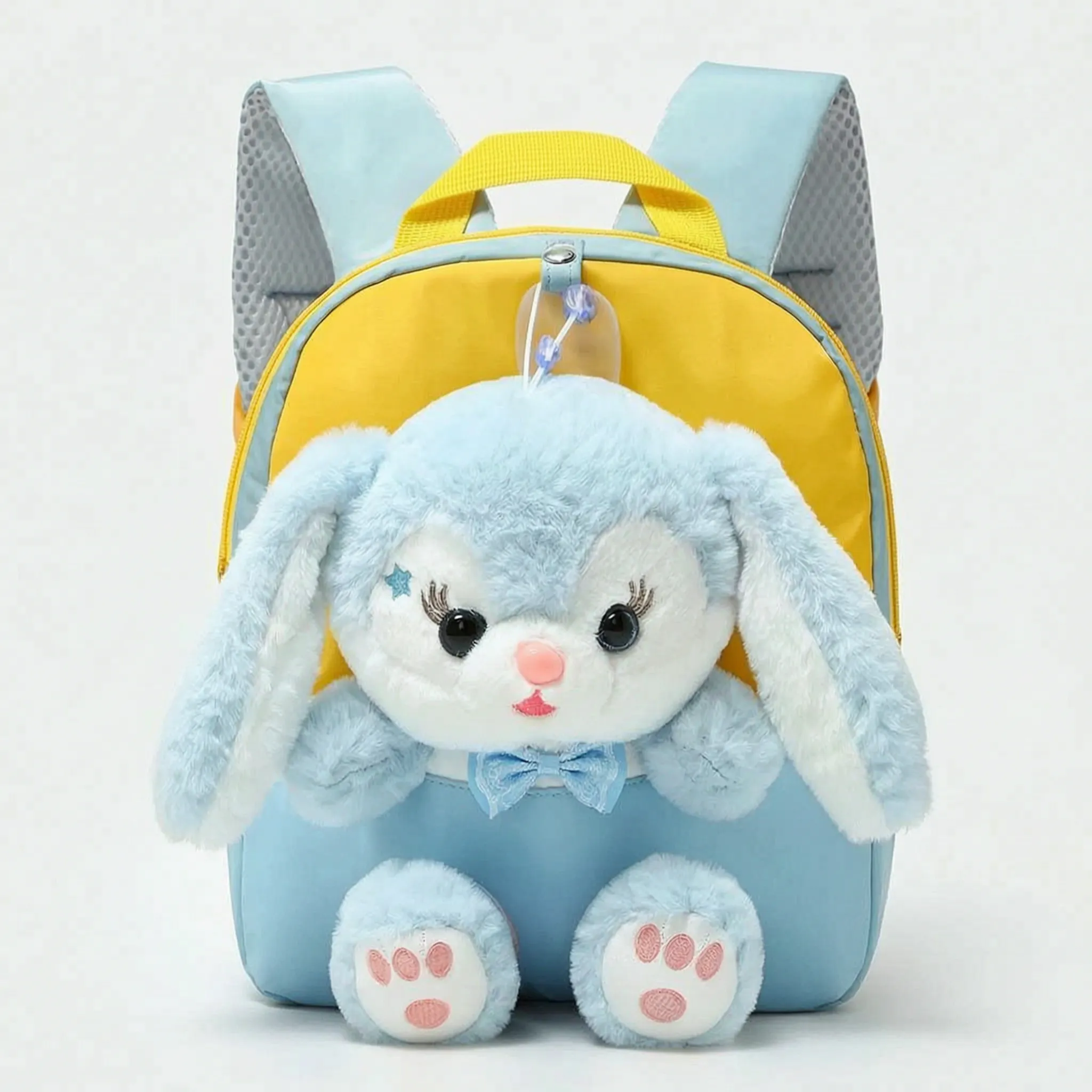 Kids School Backpack | Plush Toy Companion, Removable Rabbit