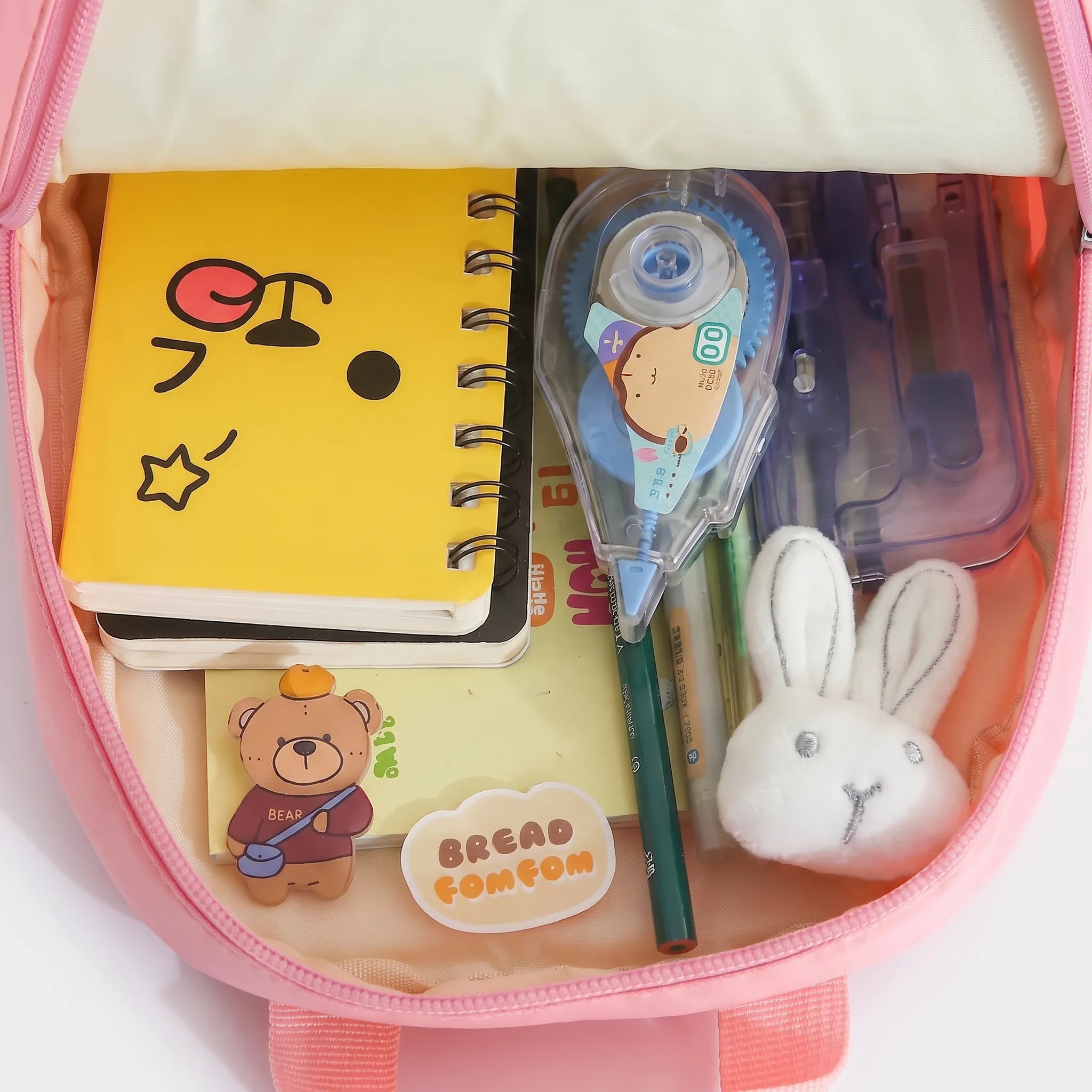 Kids School Backpack | Plush Toy Companion, Removable Rabbit