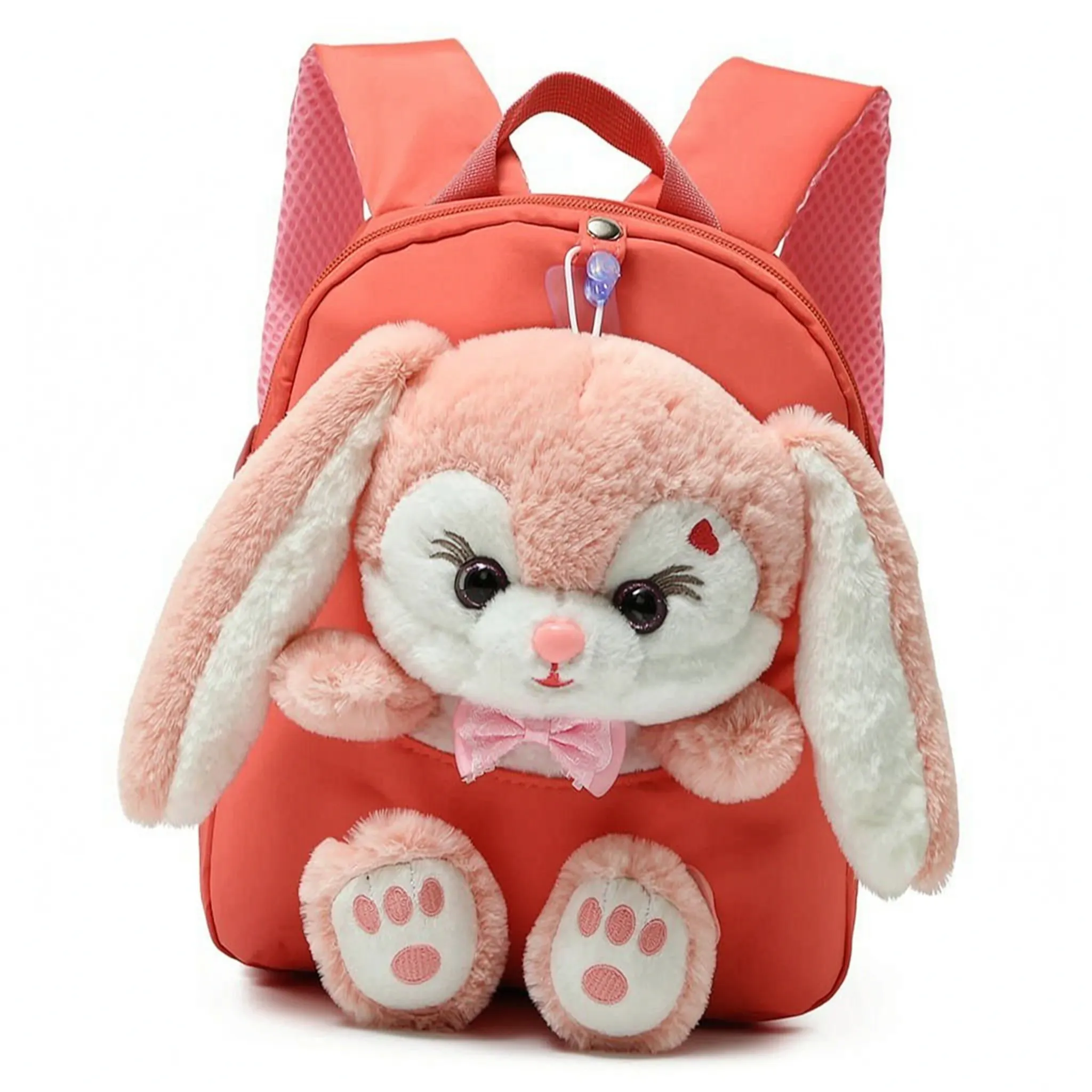 Kids School Backpack | Plush Toy Companion, Removable Rabbit
