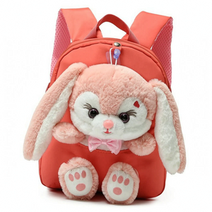 Kids School Backpack | Plush Toy Companion, Removable Rabbit