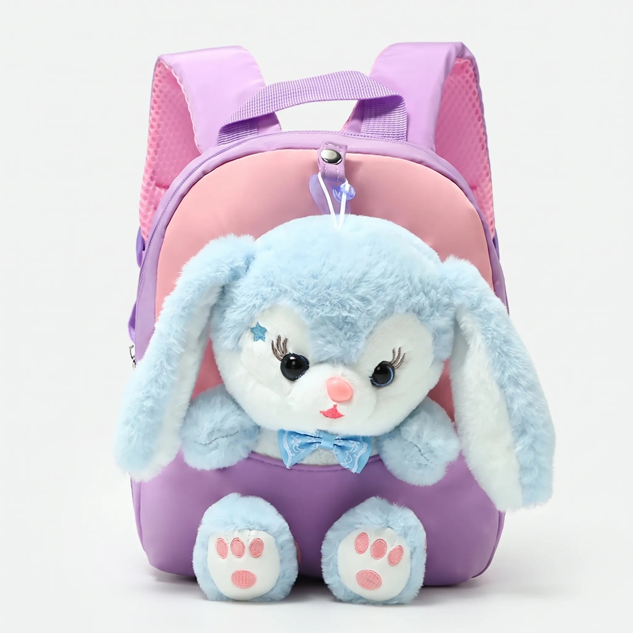 Kids School Backpack | Plush Toy Companion, Removable Rabbit