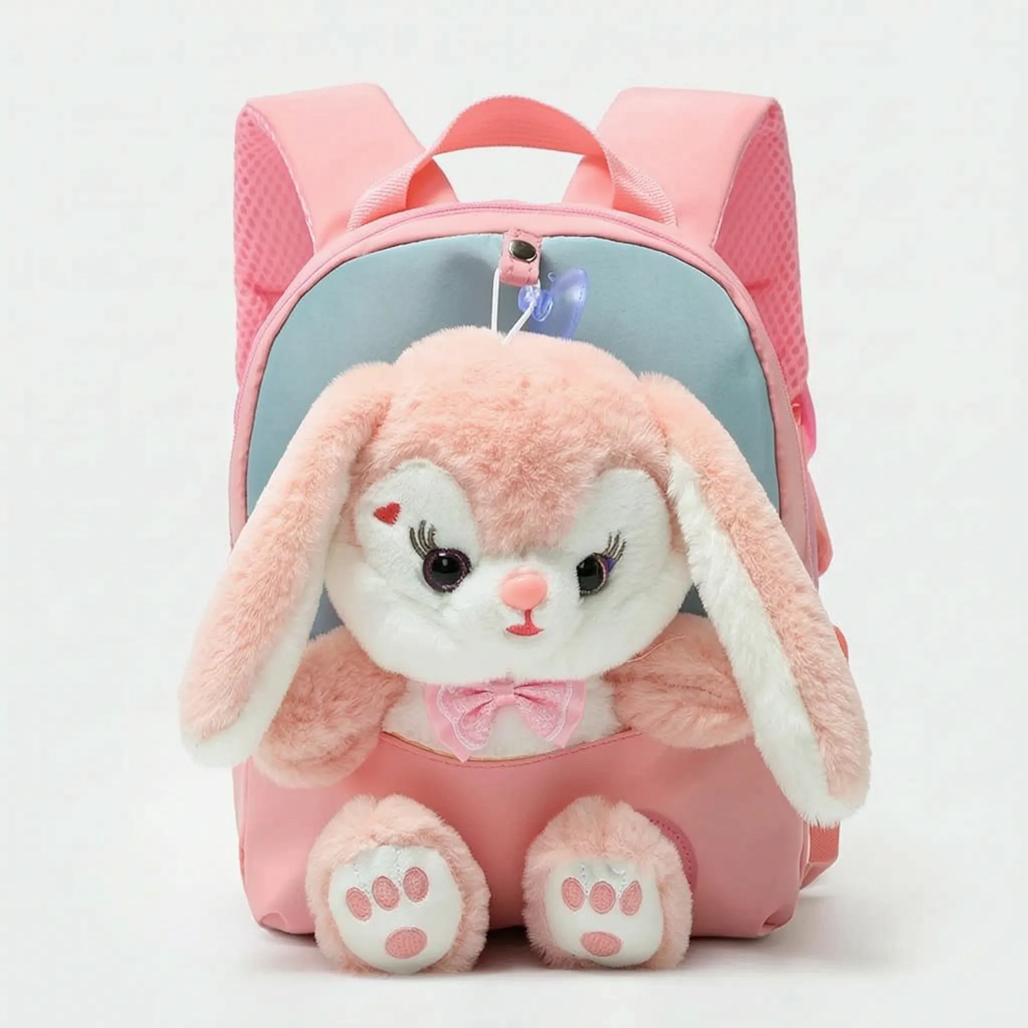 Kids School Backpack | Plush Toy Companion, Removable Rabbit