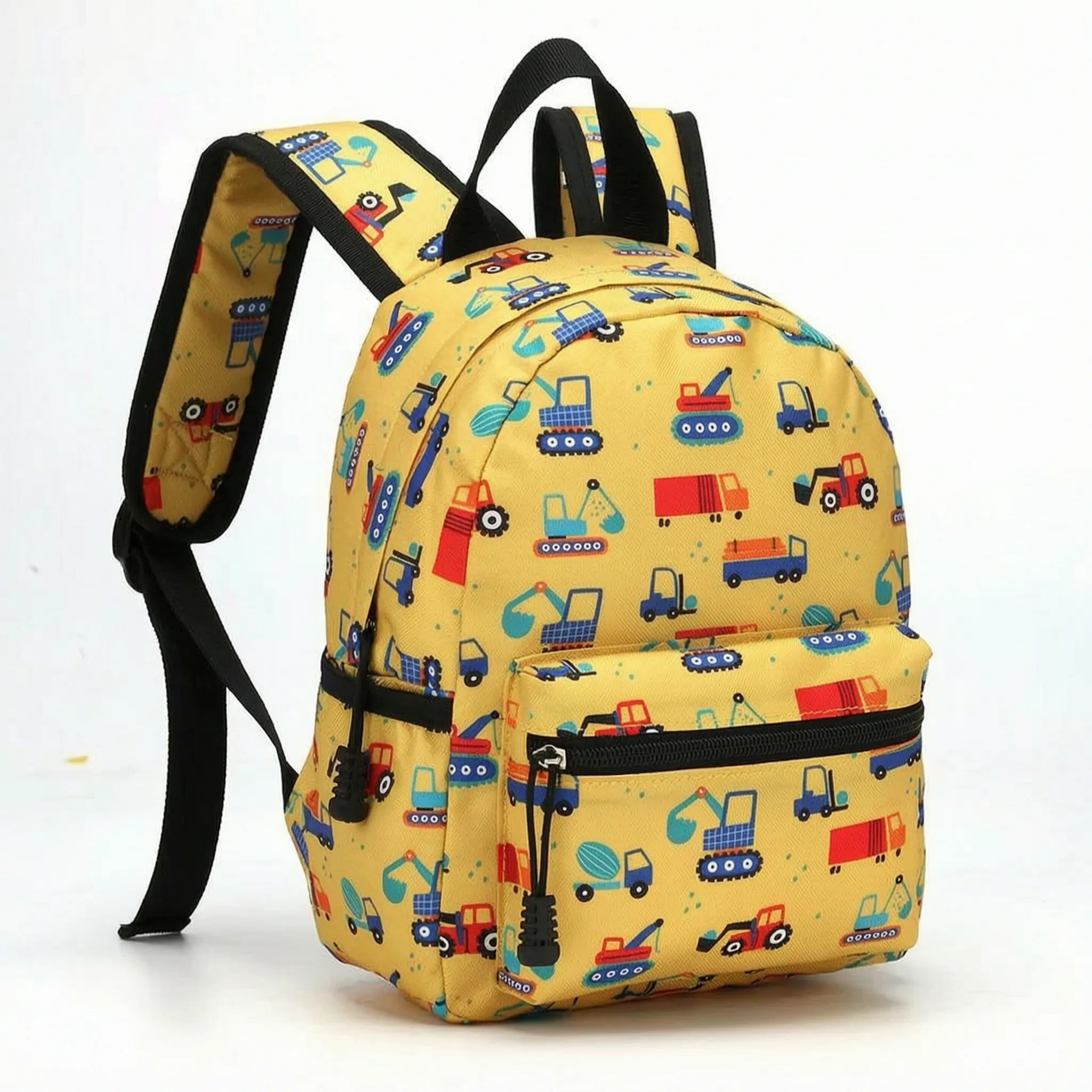 Kids Schoolbag | Light Blue with Vehicle Print | 30x23cm
