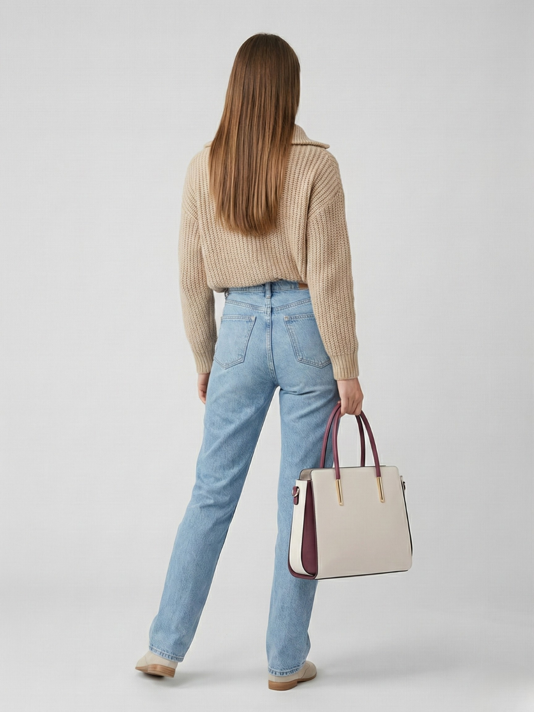 Large Laptop Work Bag | White Vegan Leather, Professional Tote