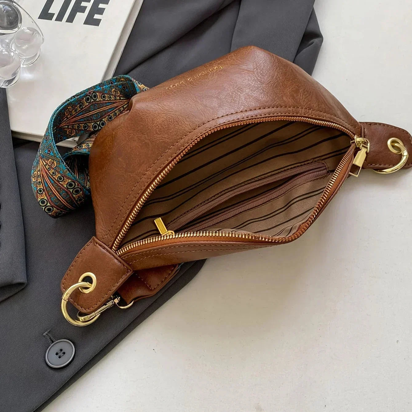 Women's Leather Fanny Pack | Adjustable Strap, Zipped Compartments