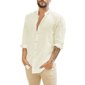 Men's Classic Collar Shirt | Linen Blend, Buttoned | Light Casual Shirt