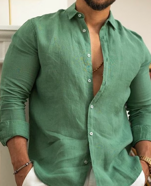 Collar Shirt for Men | Linen Blend, Button-Up | Lightweight, Breathable