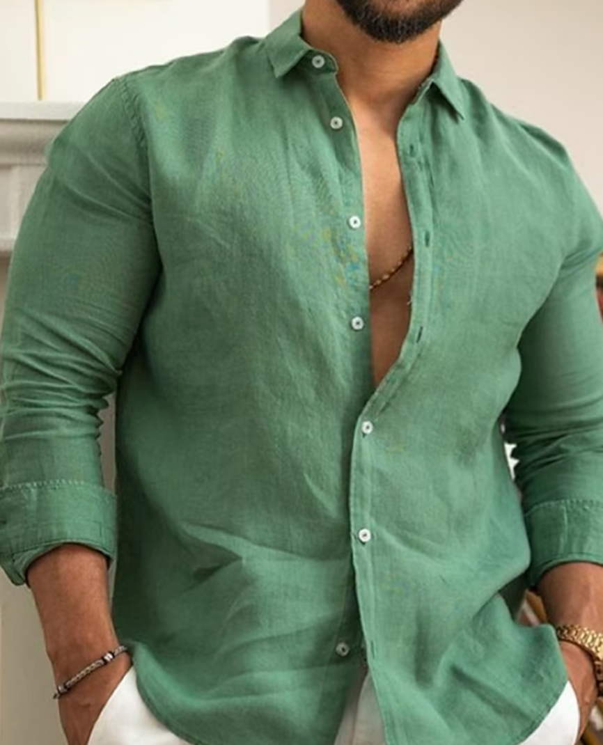 Collar Shirt for Men | Linen Blend, Button-Up | Lightweight, Breathable
