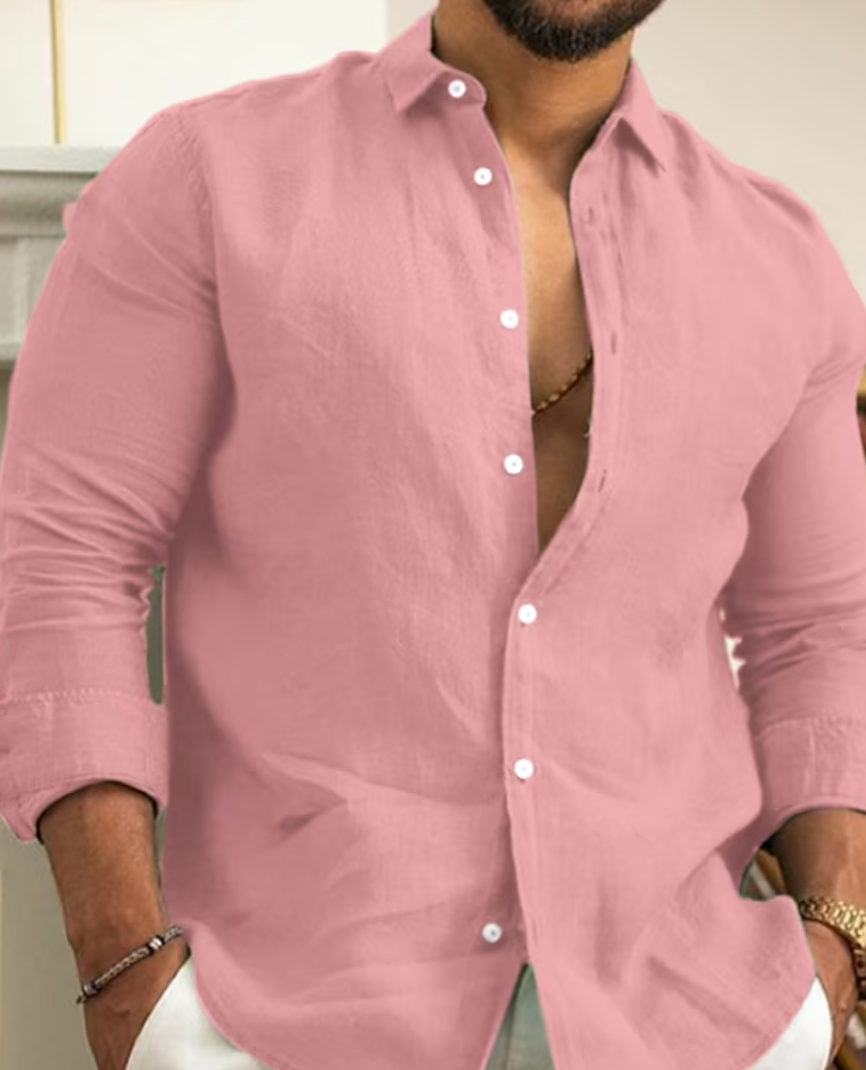 Collar Shirt for Men | Linen Blend, Button-Up | Lightweight, Breathable