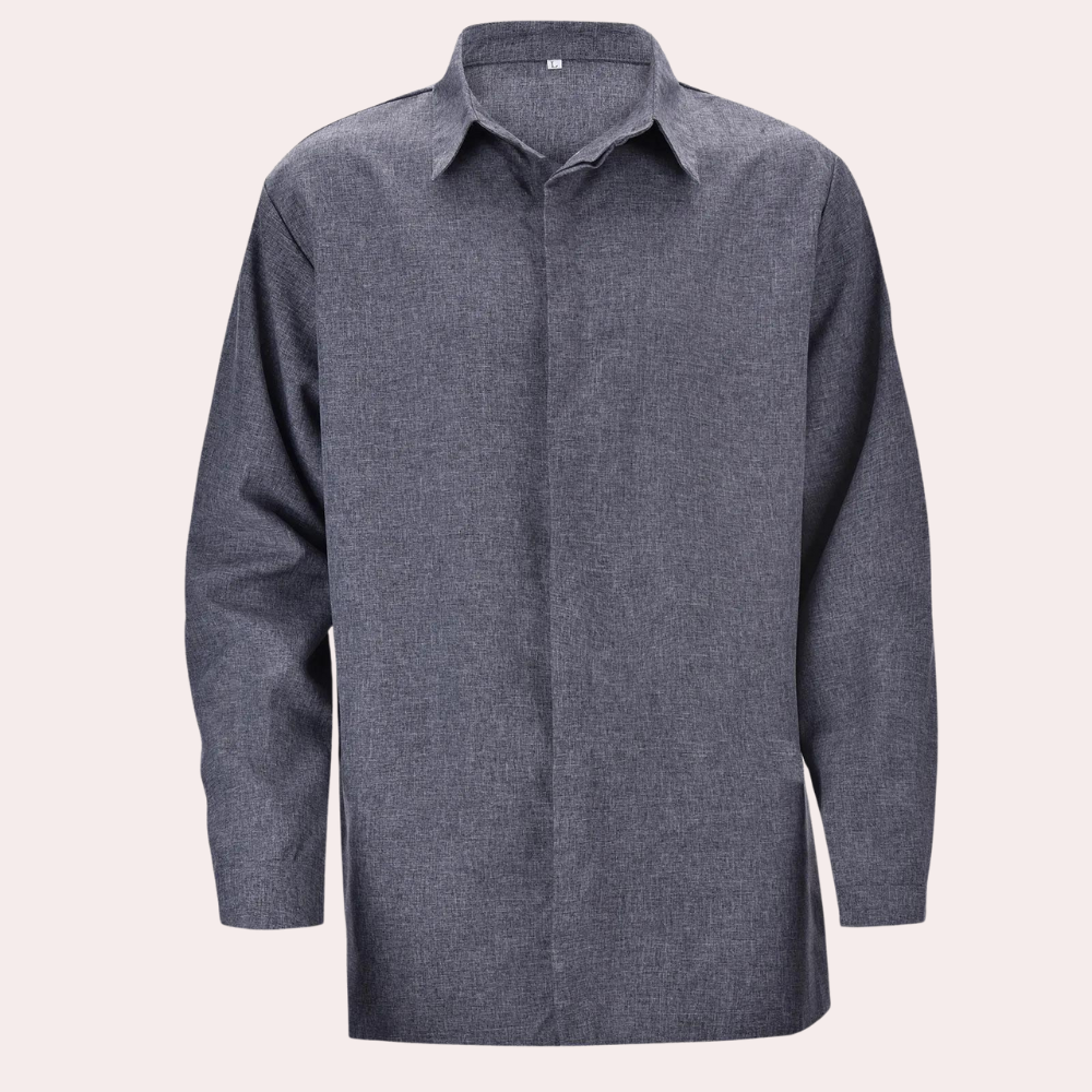 Men's Shirt | Classic, Long Sleeves | Linen Look, Business Casual | Button Closure