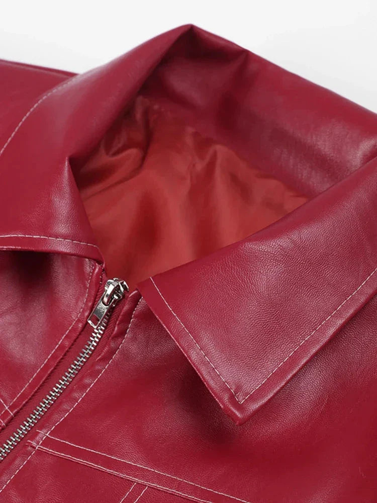 Oversized Bomber Jacket Women | Zip Closure, Leather | Black