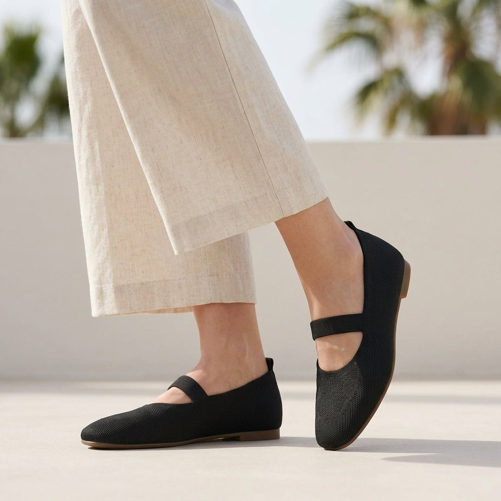 Ballerina Flats | Knitted Mesh Mary Jane, All-Day Comfort