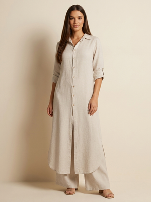 Women's Linen Set | Long Blouse, Wide Pants | Breathable