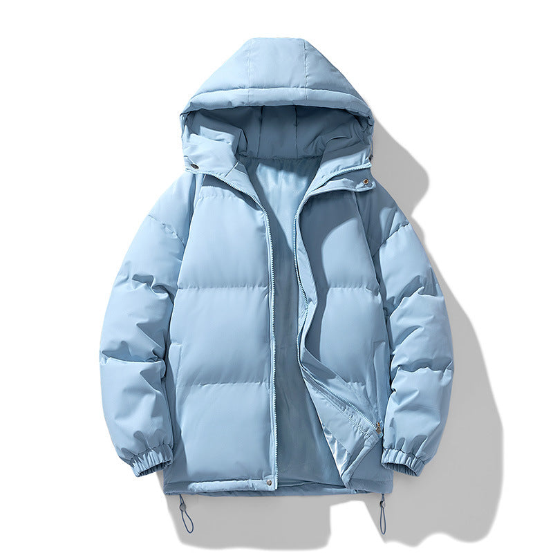 Men puffer winter jacket with hood and full zip closure