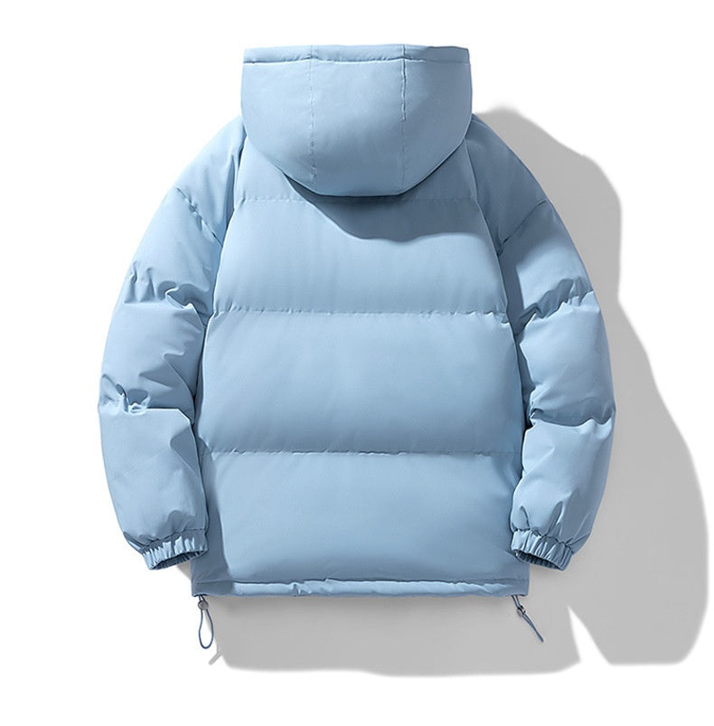 Men puffer winter jacket with hood and full zip closure