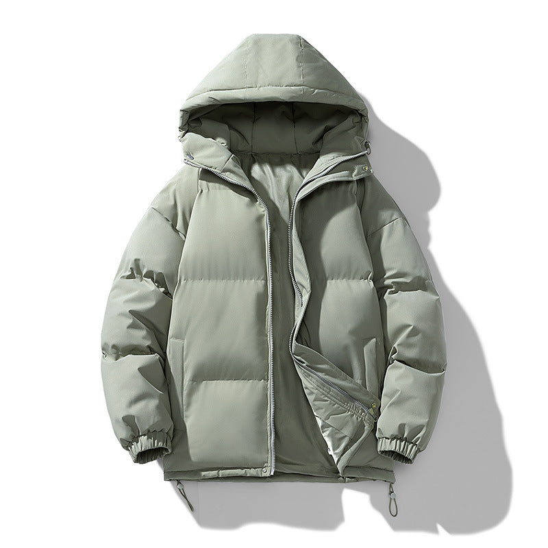 Men puffer winter jacket with hood and full zip closure