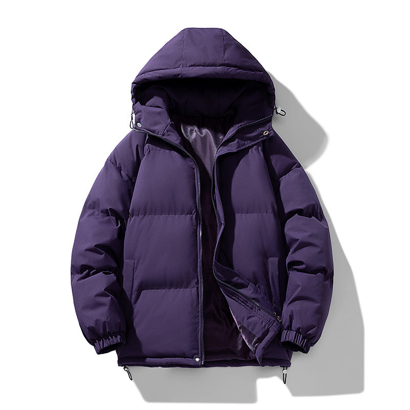 Men puffer winter jacket with hood and full zip closure