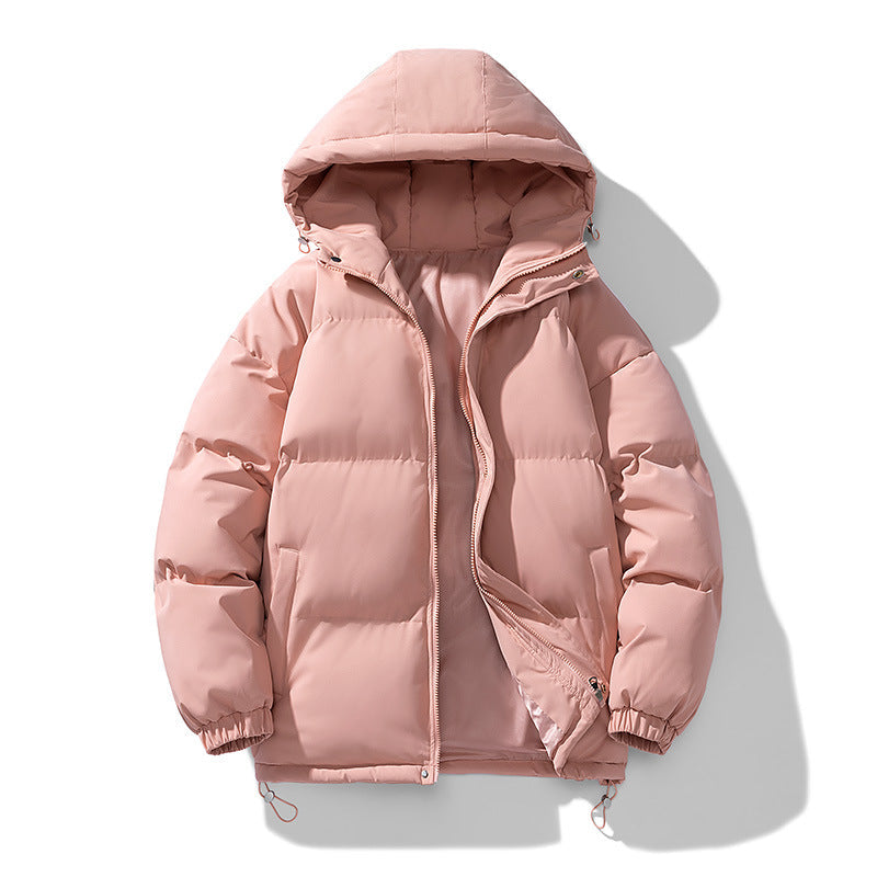 Men puffer winter jacket with hood and full zip closure