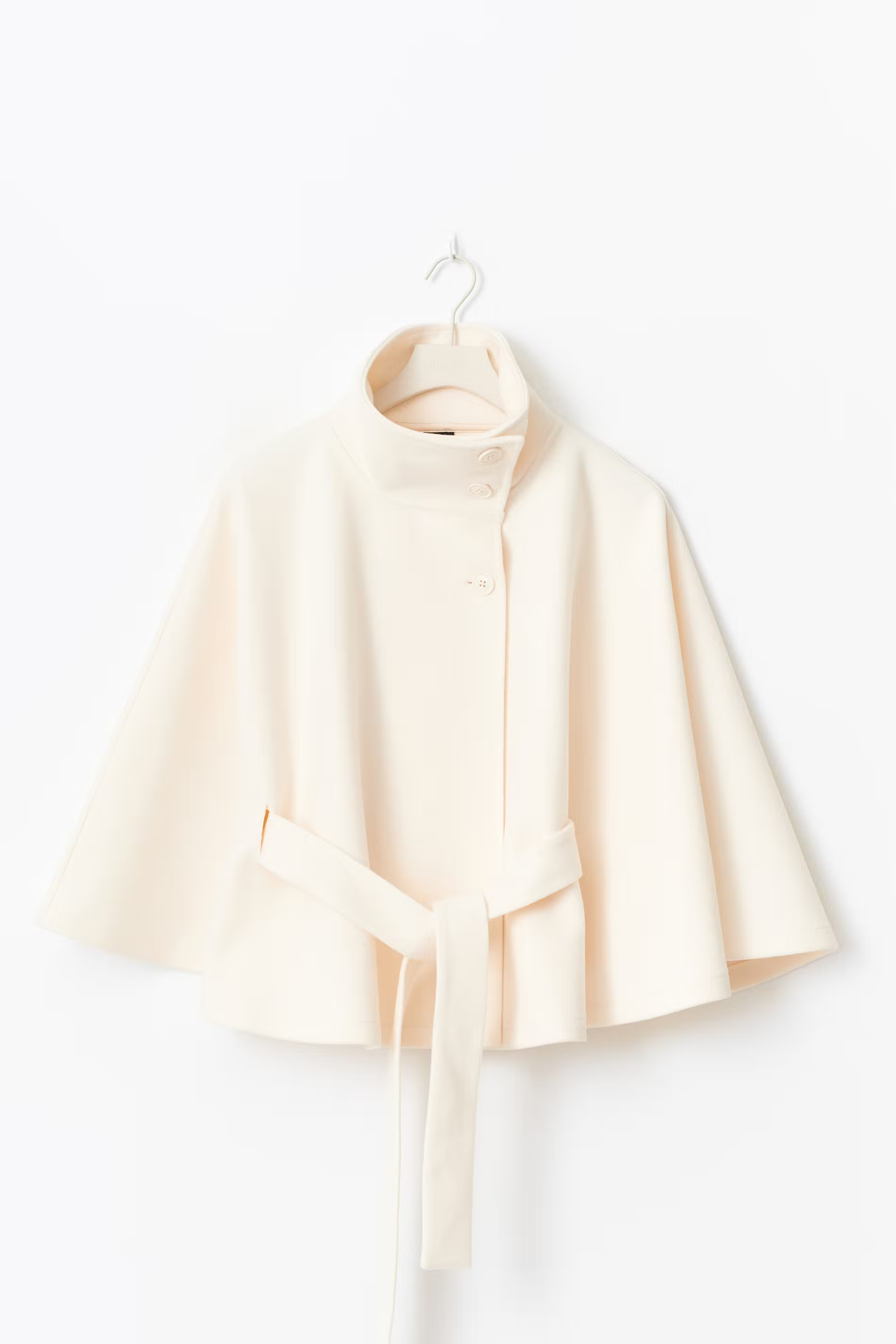 Women's Cape Jacket | High Collar, Hidden Button Closure