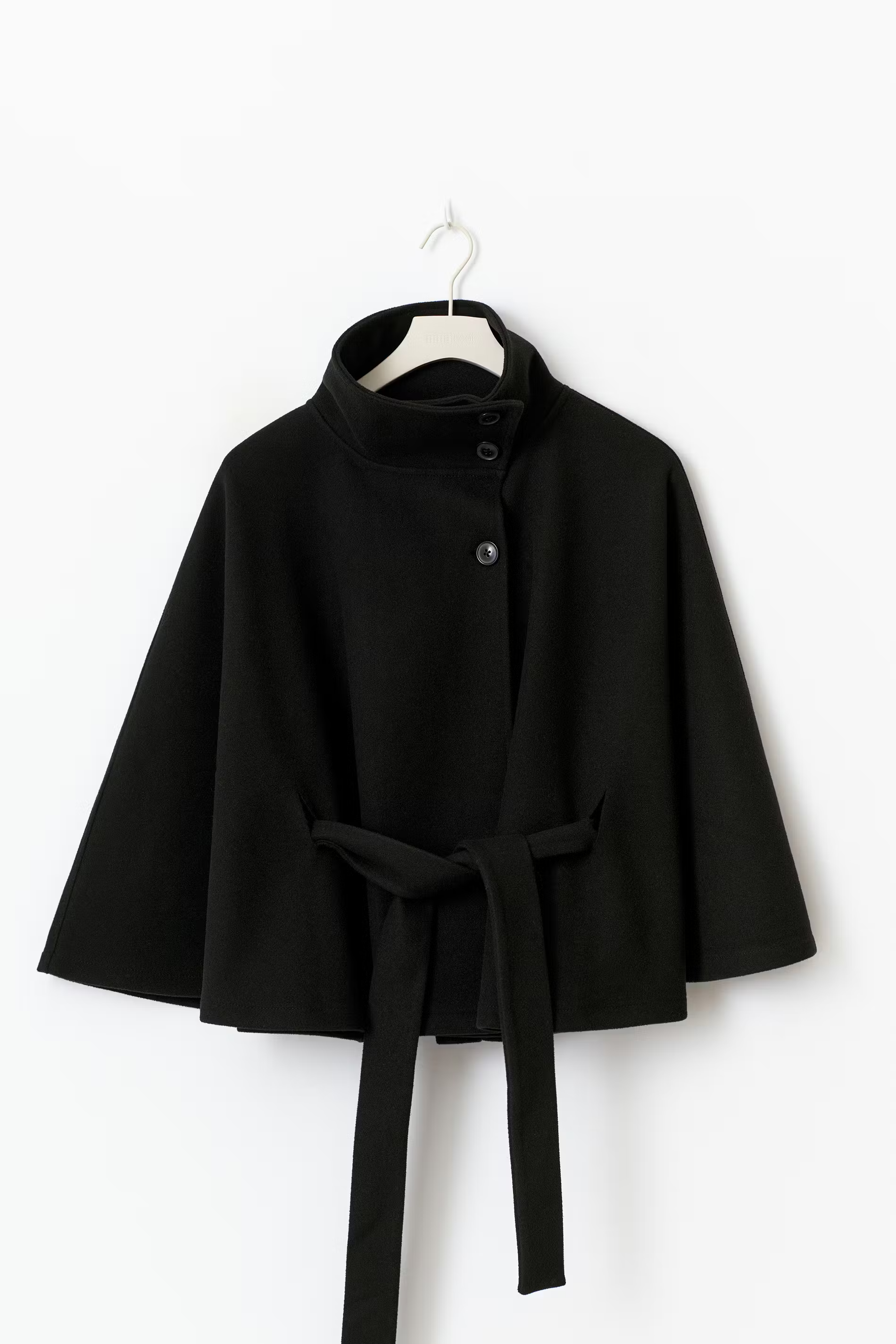 Women's Cape Jacket | High Collar, Hidden Button Closure