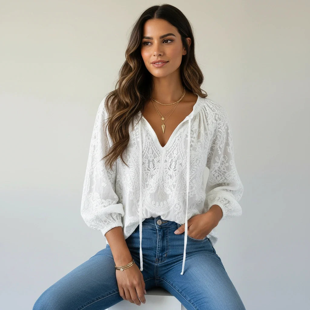 Lace Blouse | Bohemian, Airy | Women's Romantic Top