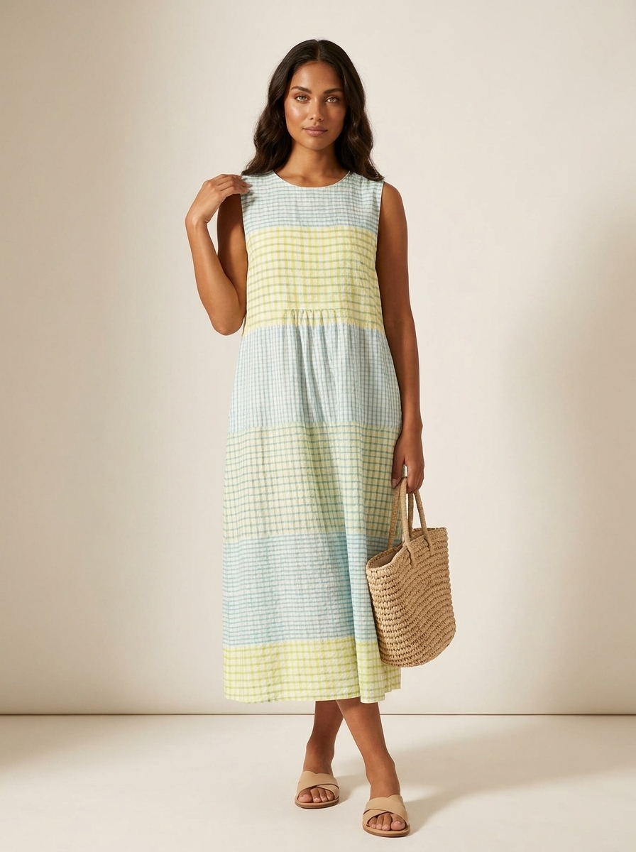 Women's Midi Dress | Sleeveless, Printed Summer | Elara