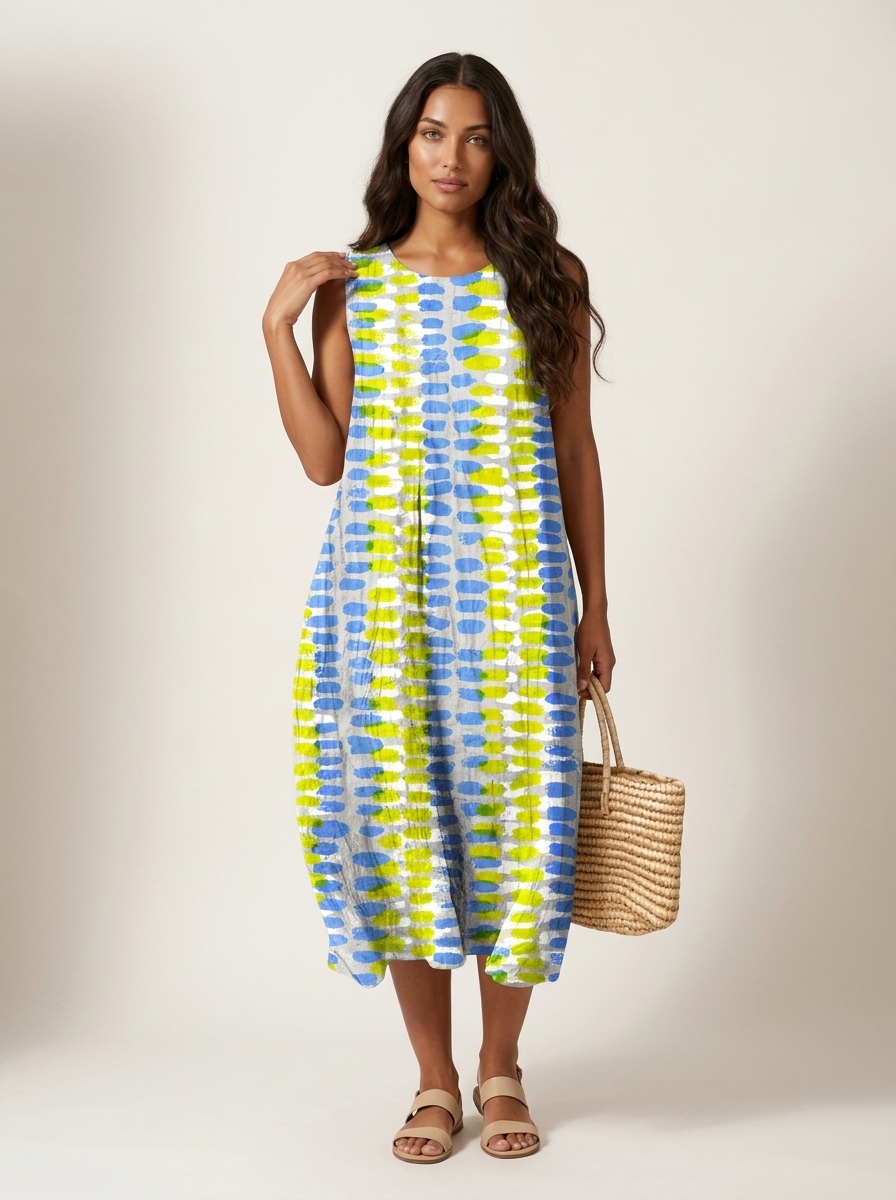Women's Midi Dress | Sleeveless, Printed Summer | Elara