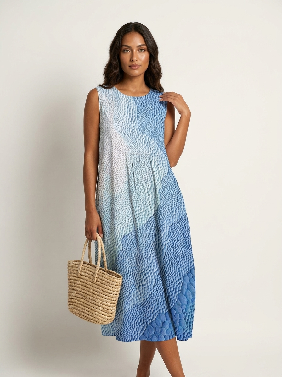 Women's Midi Dress | Sleeveless, Printed Summer | Elara