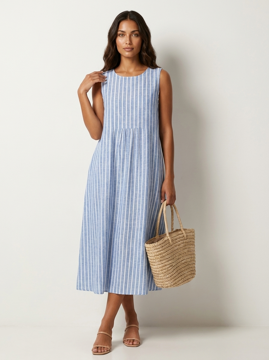 Women's Midi Dress | Sleeveless, Printed Summer | Elara