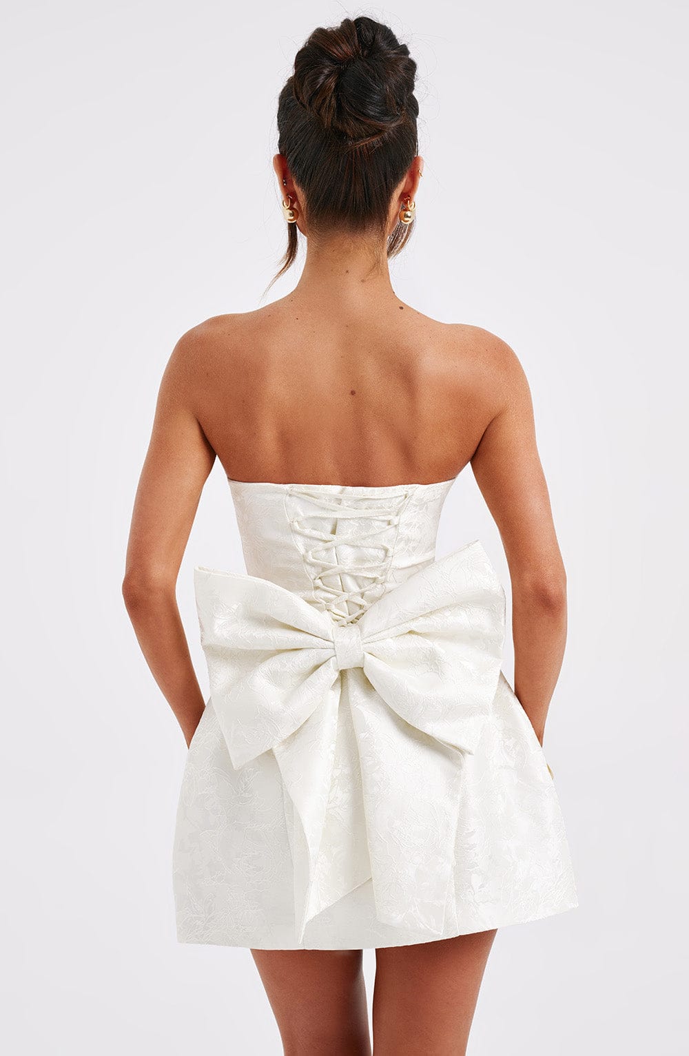 Mini Prom Dress | Strapless, Bow Detail | Elegant Party Wear
