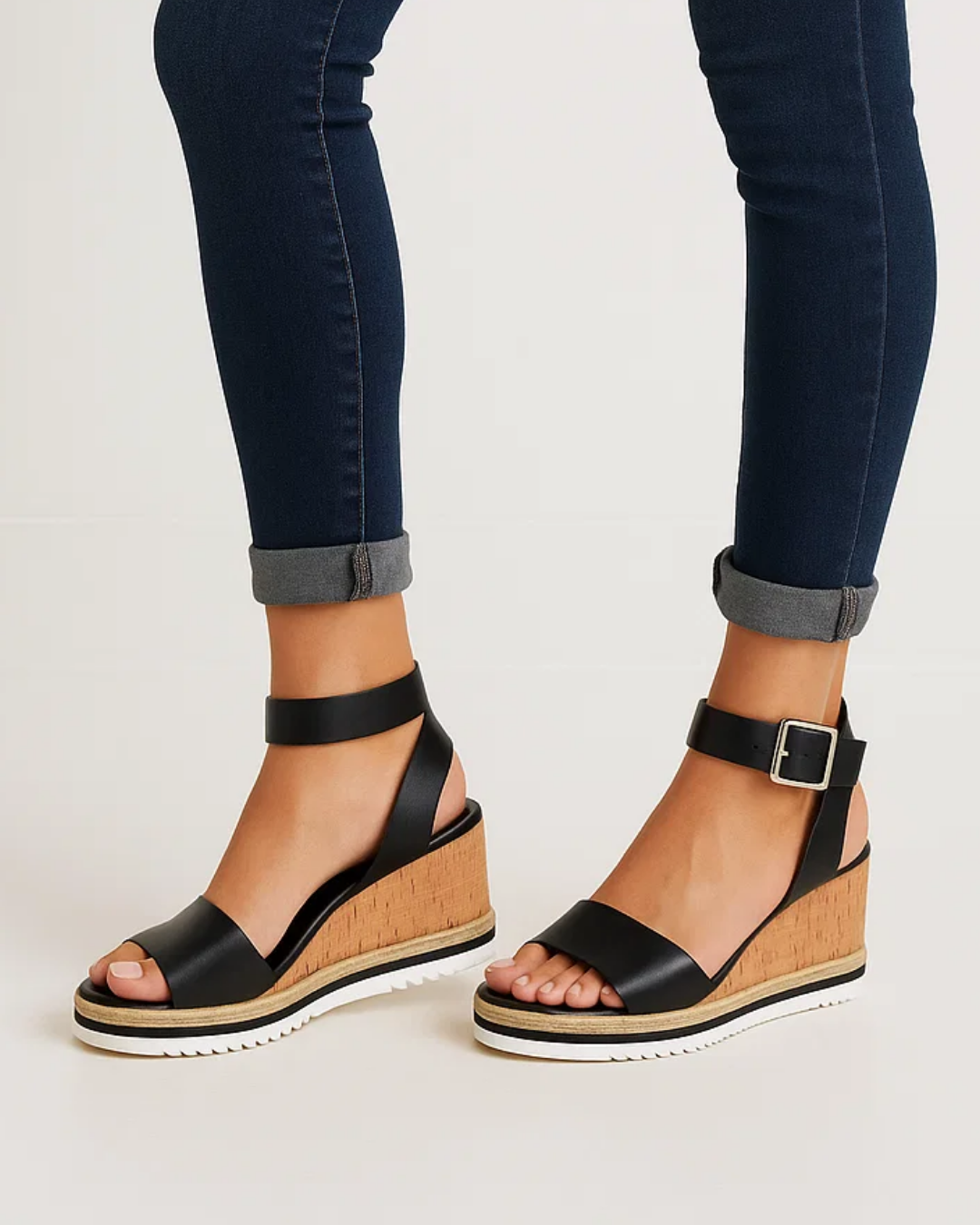 Women's Wedge Sandals | Thick Strap, Cork Wedge | Open Toe